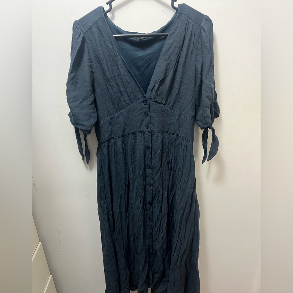 Navy Blue Maxi Peasant Dress